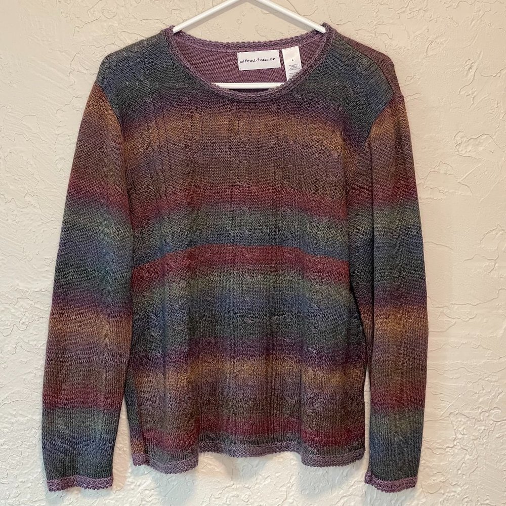 Alfred Dunner Crew Neck Long Sleeve Pull Over Sweater Women's Large